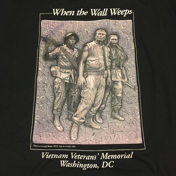 Vtg ‘92 Vietnam War Memorial Wall Graphic Tee 90s Screen Stars XL - Picture 2 of 7